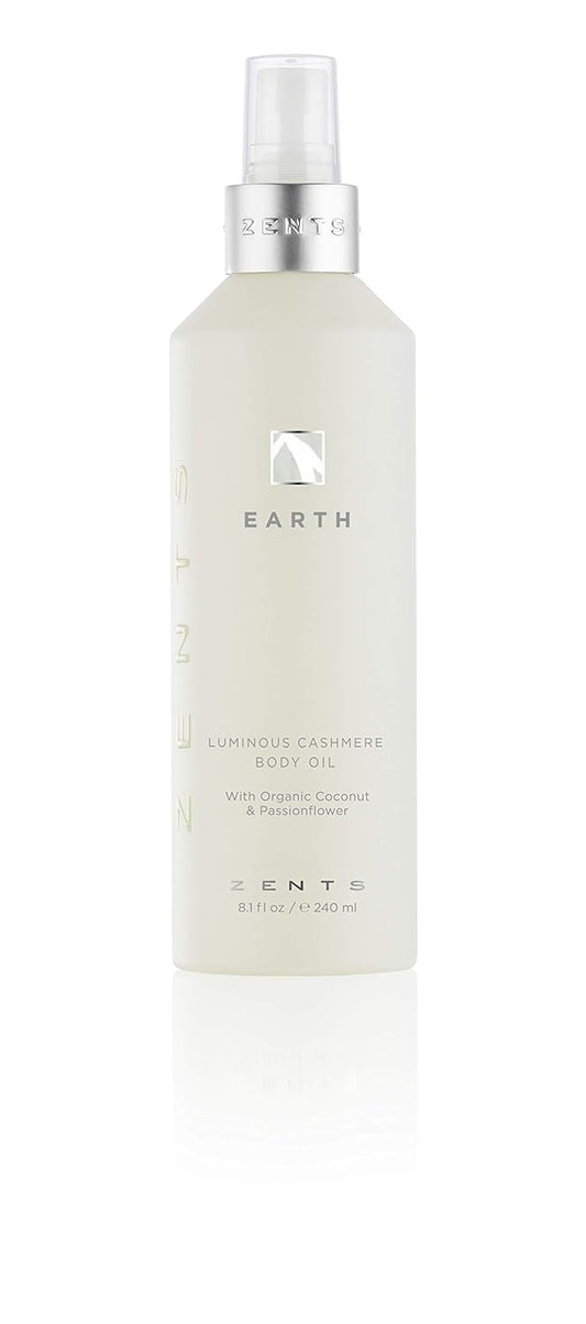 Zents Luminous Cashmere Body Oil (Earth Fragrance) | Moisturizing Body Oil with Vitamin E & Organic Coconut Oil | Softens & Smooths Skin | 8 fl oz | alldaygood beauty