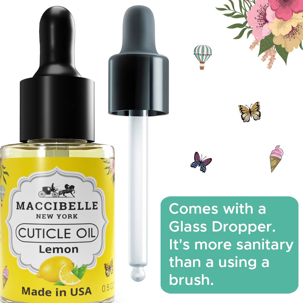 Maccibelle Cuticle Oil 0.5 oz - Soothe Nail Dry Cracked Cuticles (Lemon, 0.5 Fl Oz)