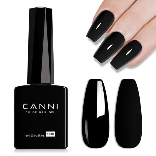 CANNI Black Gel Nail Polish, 1Pcs Pure Black Color High Gloss Soak Off UV Gel Polish Nail French Manicure Salon DIY | alldaygood beauty