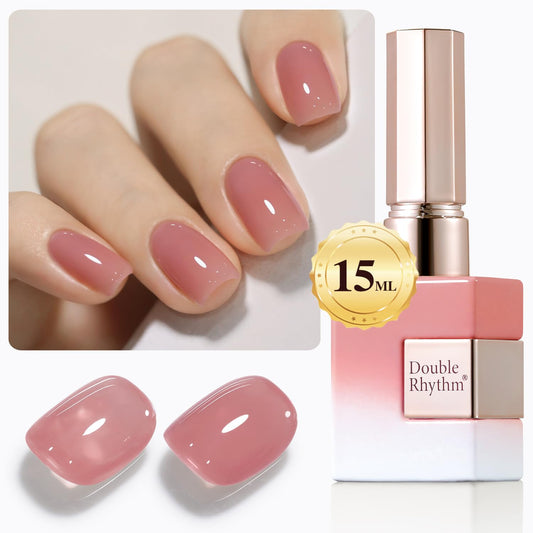 Double Rhythm 0.50 OZ Translucent Gel Polish Same Color Same Bottle Sheer Pastel Neutral Natural Milky 15 ML Jelly UV Nail Art DIY at Home (Jelly Purple Pink-A1512) | alldaygood beauty