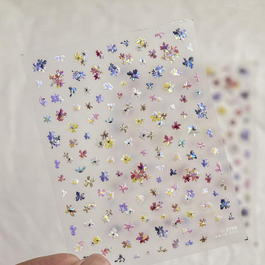 Flower Nail Stickers Decals Shell Light Flower Nail Art Holographic Floral Nail Decals Spring Stickers for Nails Designs Self Adhesive Nail Supplies & Decorations for Women Girls 1 Sheet