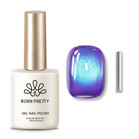 BORN PRETTY Cat Magnetic Eye Gel Nail Polish,Indigo To Violet Gradient Magnetic Gel Polish Blueberry Cat Magnetic Eye Gel Manicure Nail Art DIY 15ml | alldaygood beauty