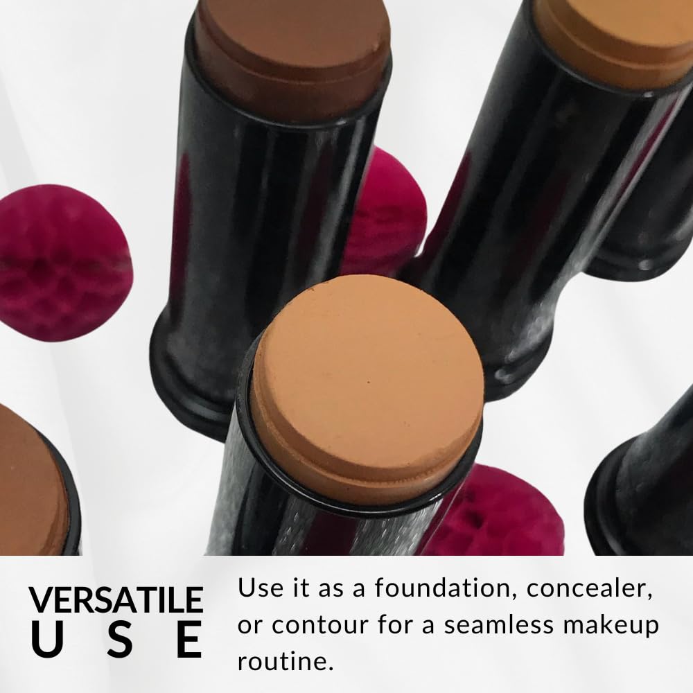 Base Strokes Crème Foundation Stick by Flori Roberts, Full Coverage for Women of Color or Deeper Skin Tones, Long Lasting Makeup, Natural Finish, Complexion Concealer & Corrector