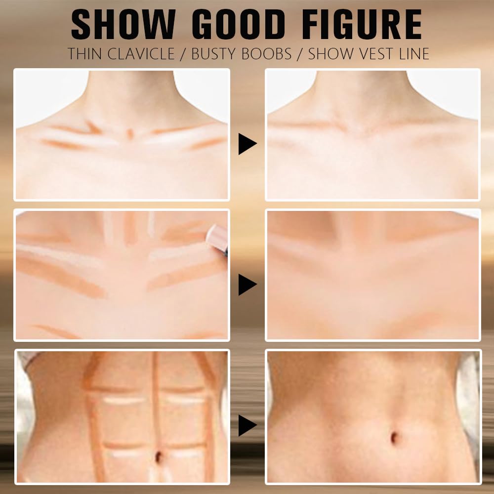 Dual-Ended 2-in-1 Cream Contour & Highlighter Stick – Waterproof, Long-Lasting for Face & Body Makeup, Suitable for All Skin Tones, 05#Nuetral Nude + Silver Shimmer