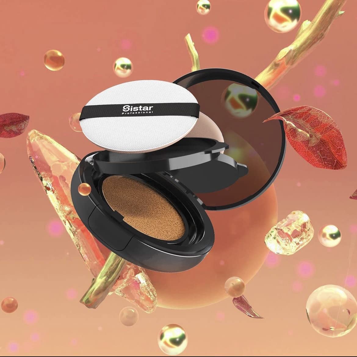 Sistar Skin Perfecting BB Cushion Full Coverage Long Lasting Natural Glow Foundation On The Go Case With Mirror (Tan)