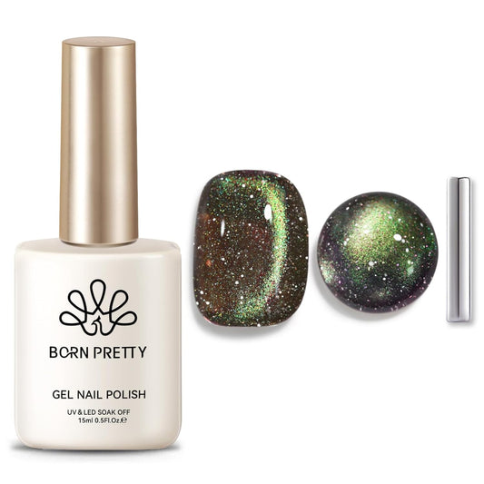 Born Pretty Cat Magnetic Eye Gel Nail Polish,Brown Green Magnetic Gel Polish Shimmer Magnetic Eye Gel Manicure Nail Art DIY 15ml | alldaygood beauty