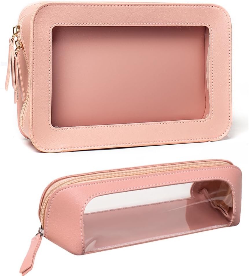 Clear Makeup Bag Small, TSA Approved Portable Toiletry Bag with Zipper Cosmetic Travel Bag Makeup Organizer Case Mini Makeup Pouch for Purse Car Organizer Bag for Women Men