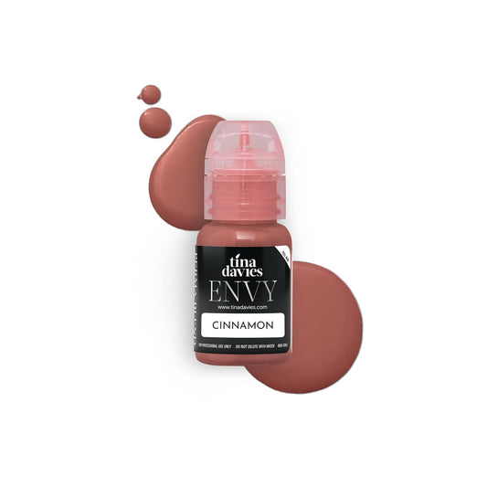 Tina Davies Professional Envy & Lust Lip Pigments - Permanent Lip Makeup - Colors Heal True to Tone - High Retention - Envy Cinnamon, 1/2oz/15ml Bottle
