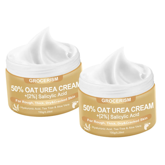 Urea Cream 50 Percent for Feet 10.58 oz with Oat and 2% Salicylic Acid, Foot & Hand Cream included Hyaluronic Acid, Tea Tree and Aloe Vera for Deep Moisturizing, Callus Removing | alldaygood beauty
