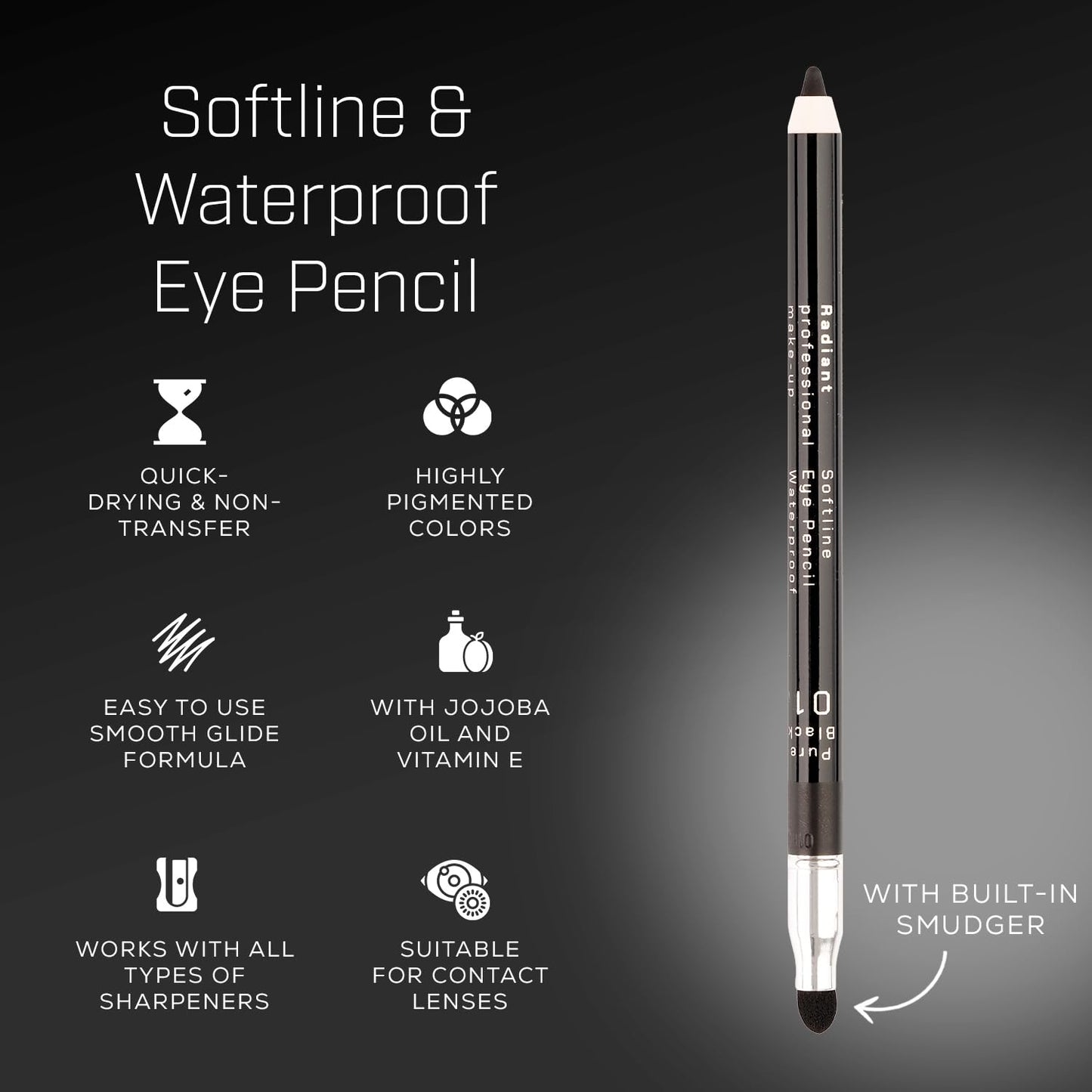 Radiant Professional Waterproof Eyeliner Pencil - Eyeliner Waterproof Smudge Proof for Woman - Long Lasting Under Eye Pencil for Smoky Eye - Soft Waterline Eye liner with Smudger Tool Olive (12)