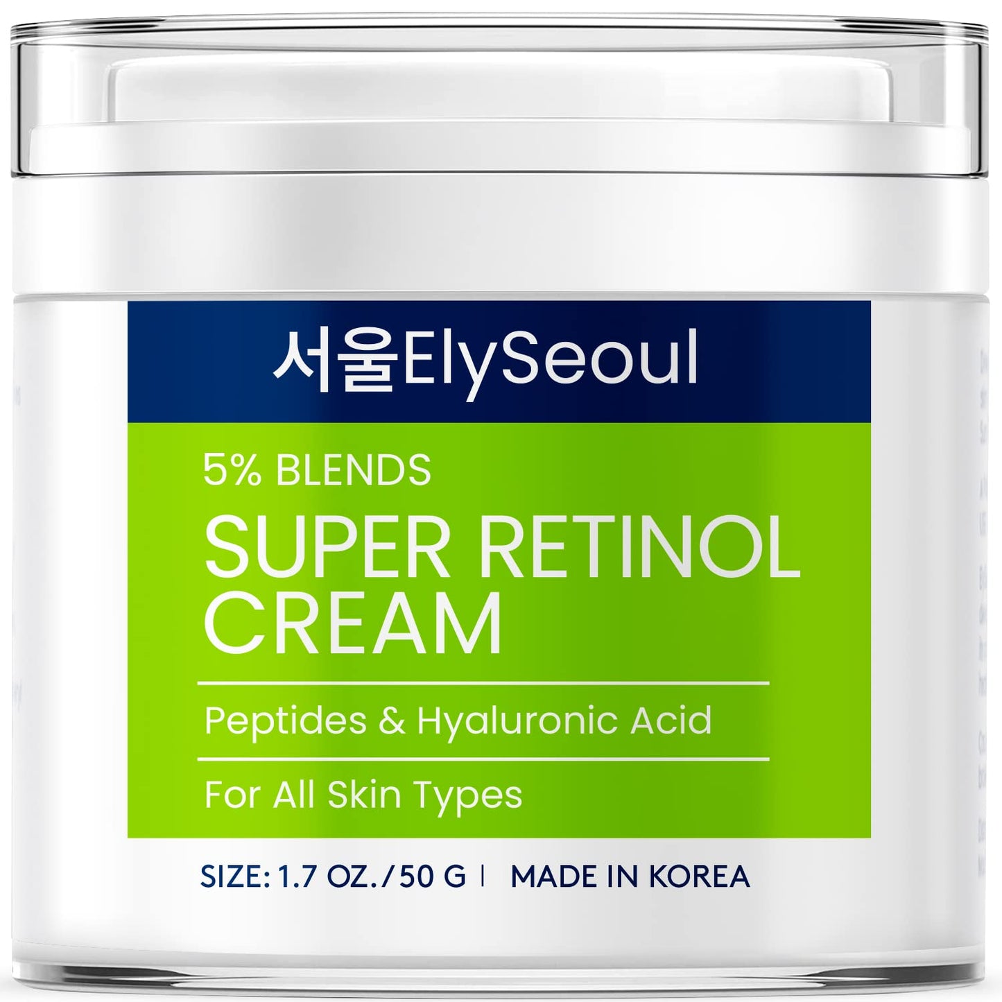Retinol Cream for Face Korean Skincare: Anti-Aging Collagen Peptides & Hyaluronic Acid Face Cream for Women, 1.7 oz.