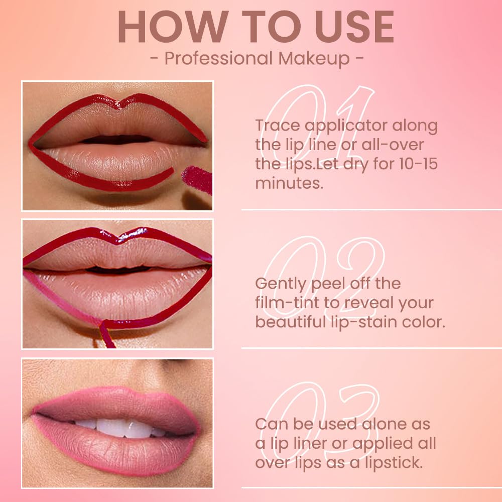 Matte Liquid Lip Stain Peel Off Lip liner Tattoo, Delicate Pink Matte Peel Off Lip Stain, Long Lasting Waterproof Lipstick Lip Gloss Stain, Transfer-proof for All Skin Types 0.12 fl oz 00#
