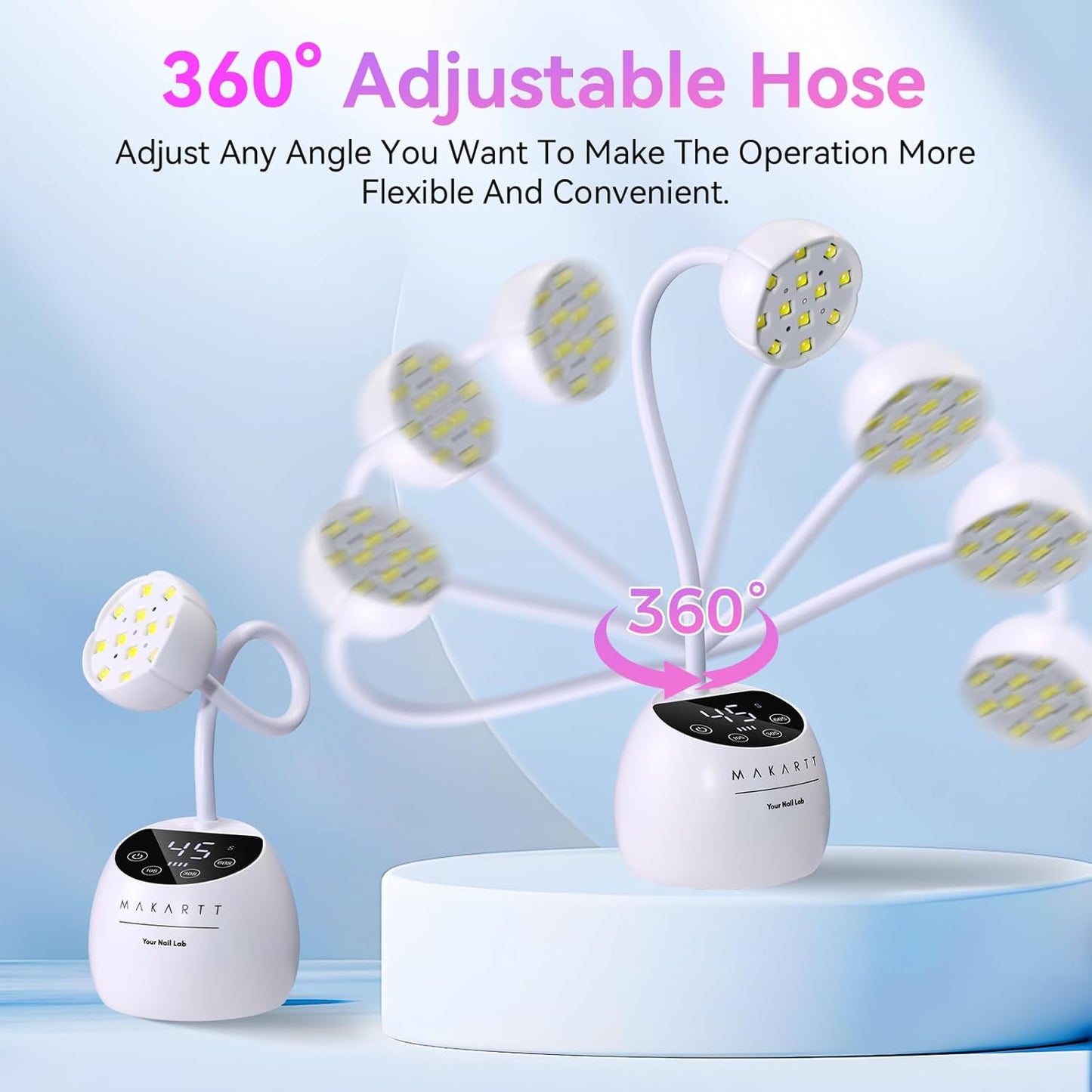 Makartt UV LED Nail Lamp - Gooseneck UV Light for Gel Nails Cherie Cordless USB 39W Nail Dryer LED Gel Lamp with 4 Times & Auto Sensor Fast Flash Curing Light for Salon Use (White)