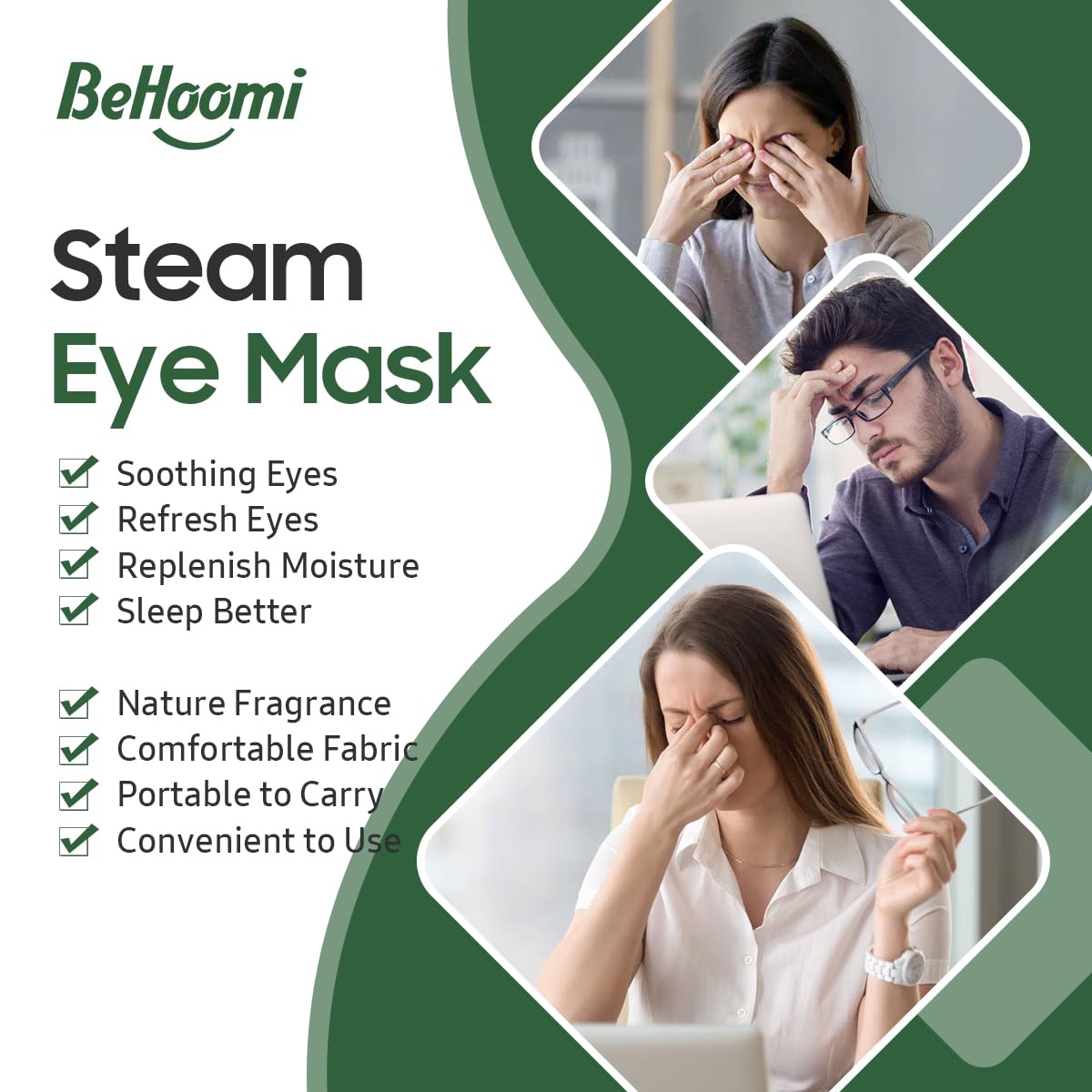 Steam Eye Mask, 10 Packs Heated Eye Mask, Self Heating Disposable SPA Warm Compress for Eyes Sleep Mask, Soothing Moist Heat Eye Masks, Travel Essentials & Relaxation Gifts (Tea Tree Scent)