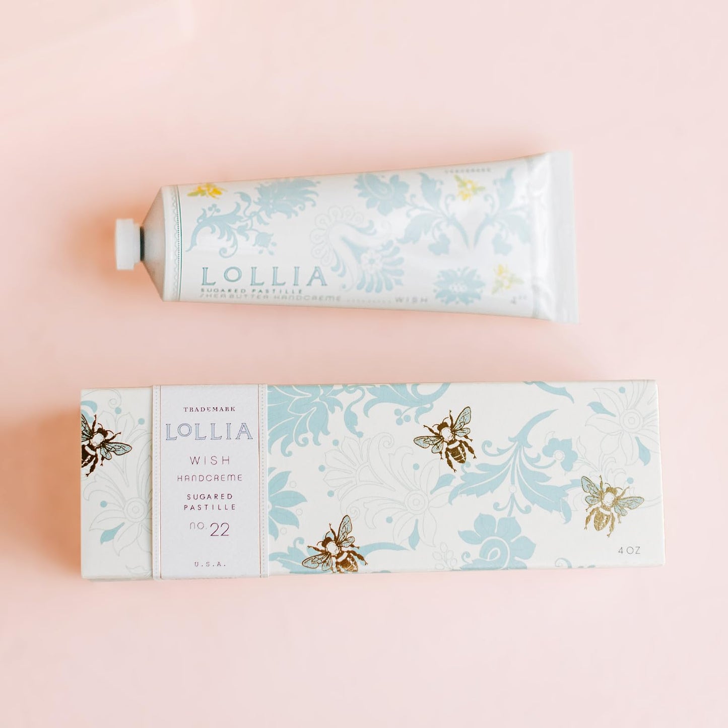 LOLLIA Handcreme, 4 oz Wish Scented Hand Cream for Women, Moisturizing Hand Lotion for Dry Hands, Shea Butter & Cocoa Butter, Quick Absorbing Lotion