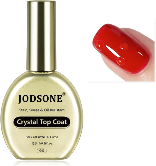 JODSONE Stain-Resistant Gel Top Coat - 16.5ml No Wipe Crystal Top Coat Gel Nail Polish, Anti-Stain & Long Lasting Gloss, for Sweaty Hands or Oil/Water Contact,U V Light Need | alldaygood beauty