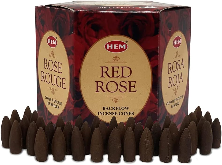 TRUMIRI Red Rose Incense Cones for Waterfall - 40 Pieces (2 Sets of 20)