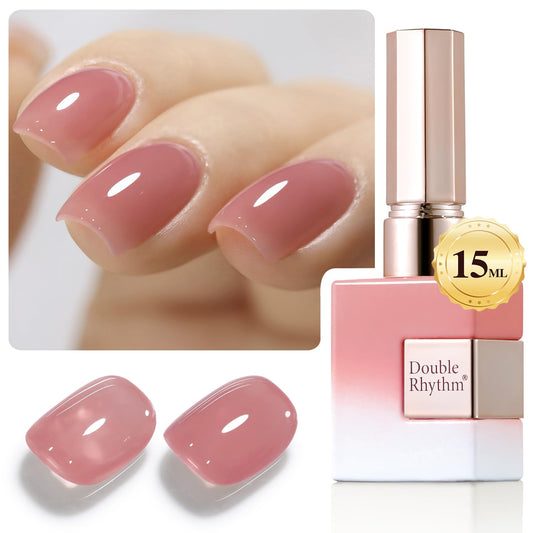 Double Rhythm 0.50 OZ Translucent Gel Polish Same Color Same Bottle Sheer Pastel Neutral Natural Milky 15 ML Jelly UV Nail Art DIY at Home (Pale Purple Pink-A1495) | alldaygood beauty