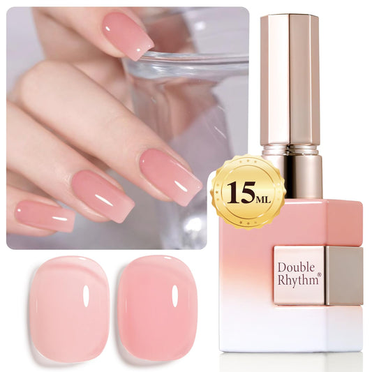 Double Rhythm 0.50 OZ Translucent Gel Polish Same Color Same Bottle Sheer Pastel Neutral Natural Milky 15 ML Jelly UV Nail Art DIY at Home (Jelly Rose Pink-A1380) | alldaygood beauty