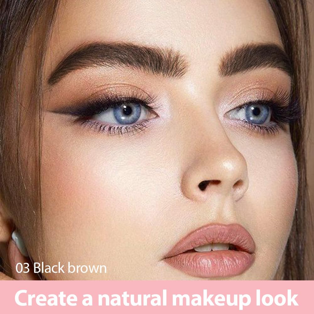 evpct 2Pcs Black Brown Magic Microblading Dual-Ended Eyebrow Contouring Pen Brow Pencil, with 4 Brush Micro-Fork-Tips Applicator and Precise Brush-Tip Hair Like Strokes, Dual-ended Eyebrow Brush