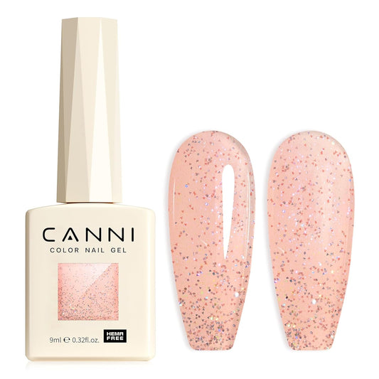 CANNI 1 Pcs Pink Glitter Gel Nail Polish, Shimmer Sparkly Pink Colors Gel Polish Soak Off Led Nail Art Gel Manicure Salon DIY | alldaygood beauty