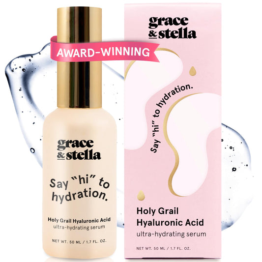 grace & stella Award Winning Hyaluronic Acid Serum (50ml/1.7 fl oz) Hydrating Hyaluronic Acid Serum for Face - Acido Hialuronico for Women - Remove Fine Lines, Wrinkles, Anti Aging - Vegan Skincare | alldaygood beauty