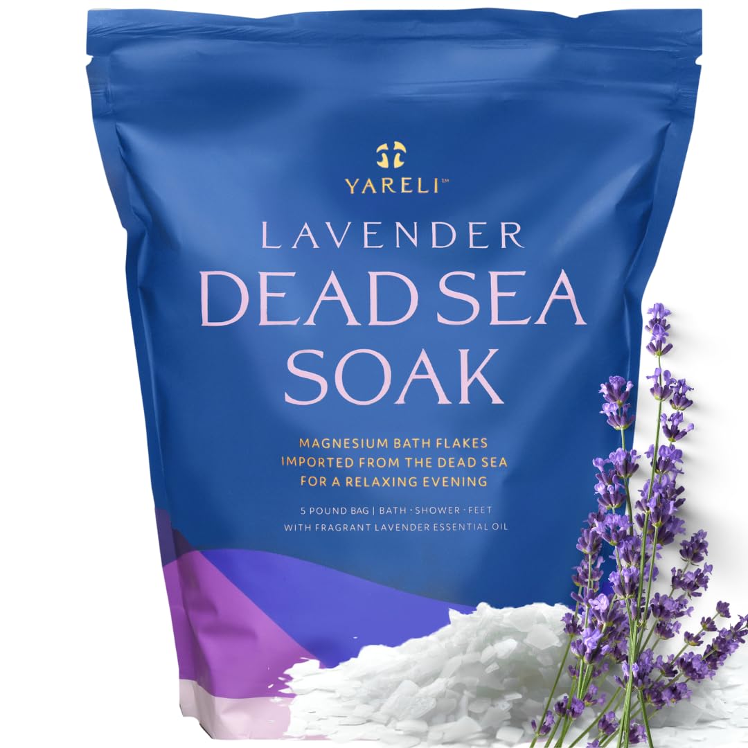 Magnesium Flakes, 5lb Lavender, Dead Sea Bath and Foot Soak, Alternative to Epsom Salt with Over 250,000mg of Magnesium Chloride Per Bag