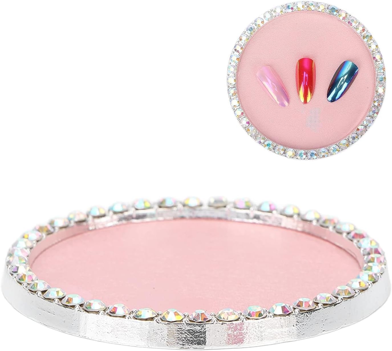 Nail Art Palette, Nail Charm Display Stand Painting Color Mixing Tray Makeup Mixing Plate, Pink