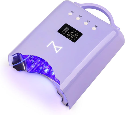 M - NEO Cordless & Rechargeable Nail Curing Lamp 78W with 4 LCD Time Display Timer, Auto Sensor, and Spacious Interior for All Hand Sizes and Nail Lengths (Violet) | alldaygood beauty
