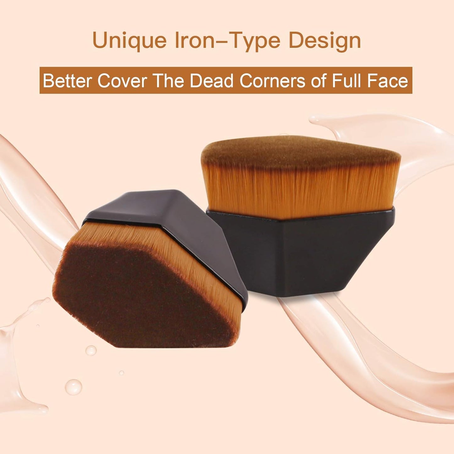 Foundation Brush, Daubigny Iron Type Makeup Brush for Face Blush Liquid Powder Foundation Brush for Blending Liquid, Cream or Flawless Powder Cosmetics with Protective Case (Black)