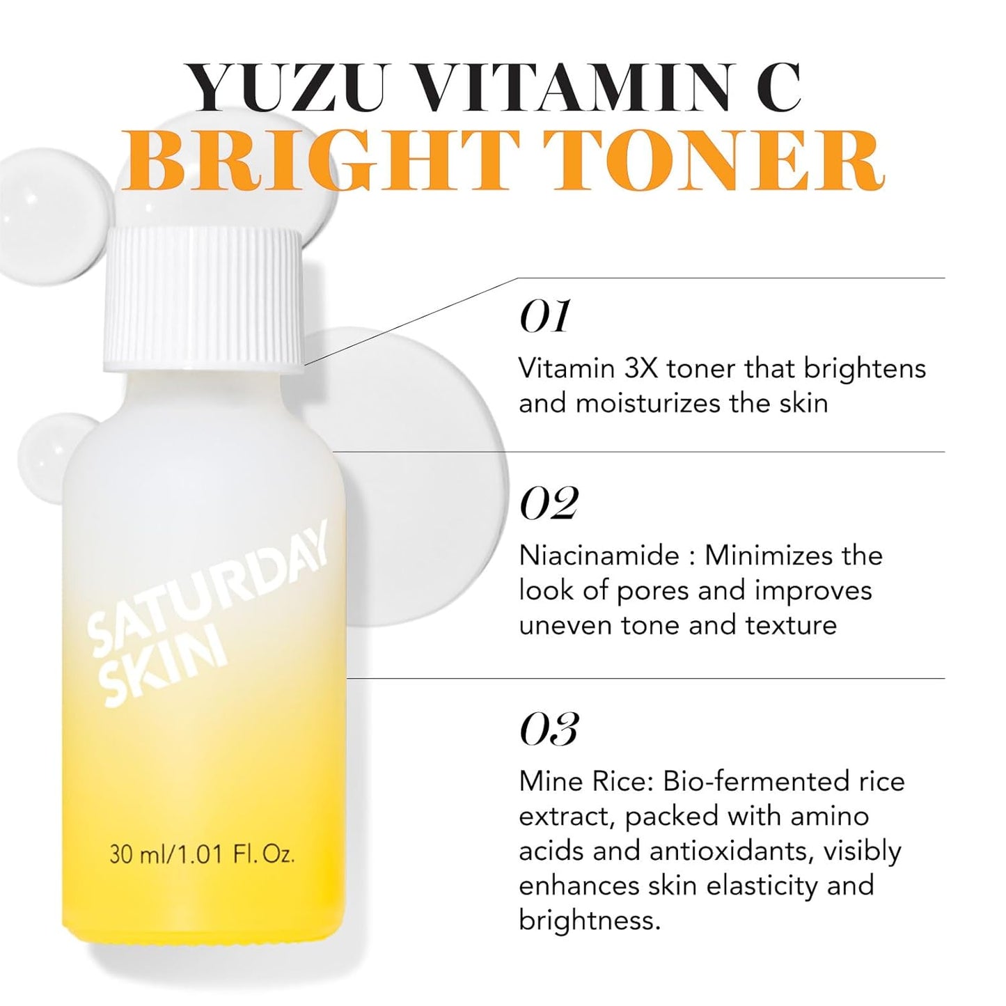 Saturday Skin 3-Piece Skin Care Set Yuzu Vitamin C Sleep Mask Yuzu Vitamin C Bright Toner and Eye Cream Overnight Facial Masks Korean Beauty Best Vitamin C Skincare Set