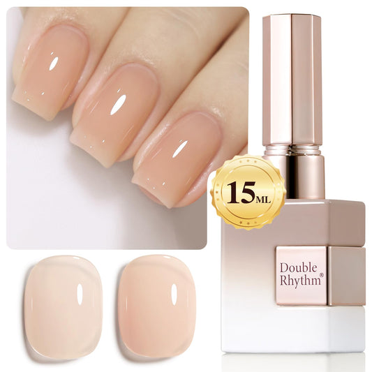 Double Rhythm 0.5Oz Translucent Gel Polish Sheer Neutral Natural Light Milky Same Color Same Bottle 15ML Jelly Gel Polish Art DIY at Home (Milky Nude-A1358) | alldaygood beauty