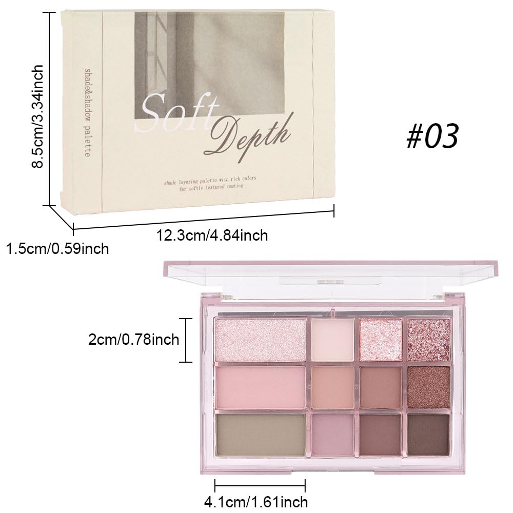 12 Girds Colorful Matte Shimmer Eyeshadow Palette for Eye Makeup,High Pigmented Eye Shadow Primers Powder Palet de sombras de ojos 12-C