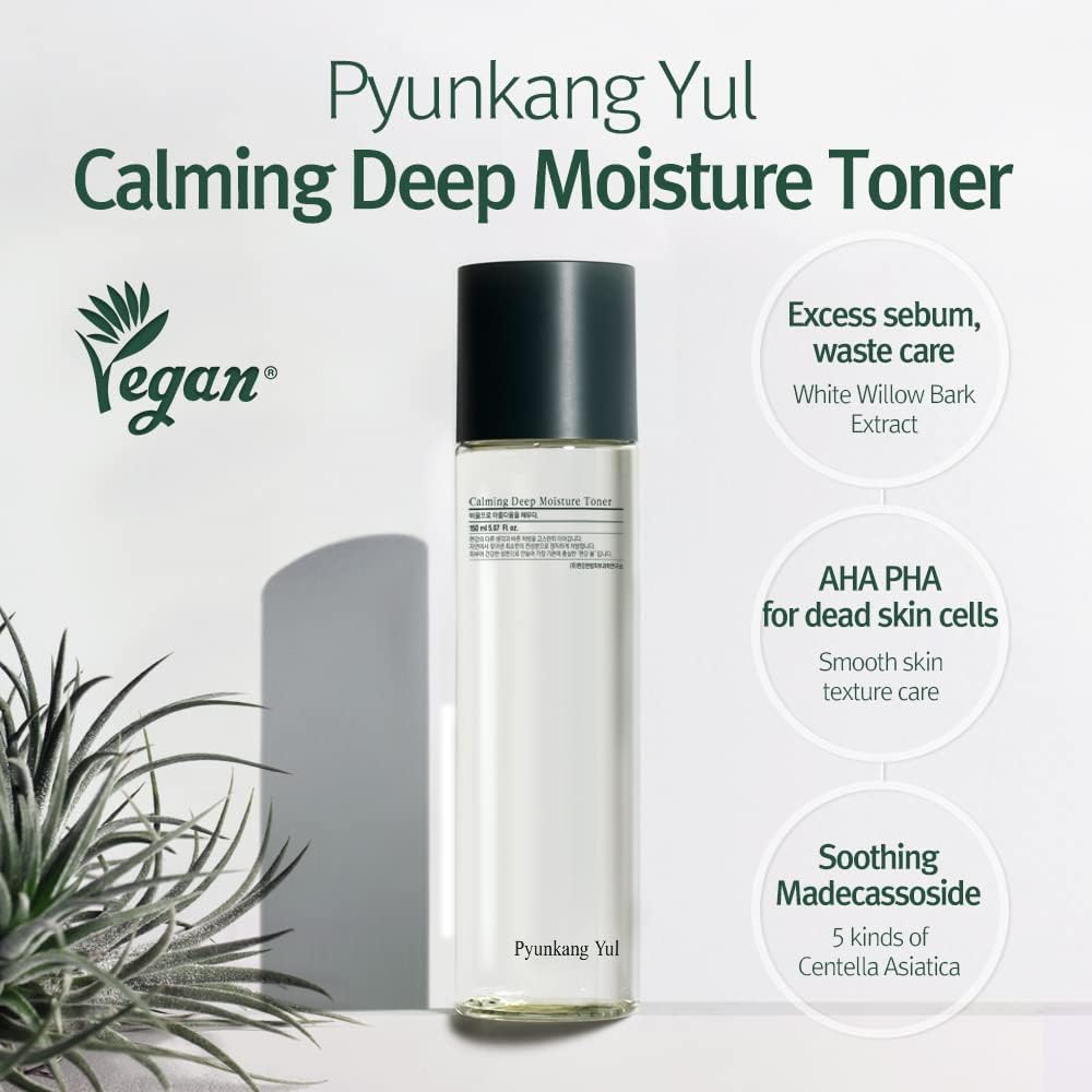Pyunkang Yul PKY Calming Deep Moisture Toner - Face Toner for Women containing AHA and PHA - for Teens and Adults - Astringent for Face - Korean Facial Toner - 150ml 5.07 Fl. Oz.