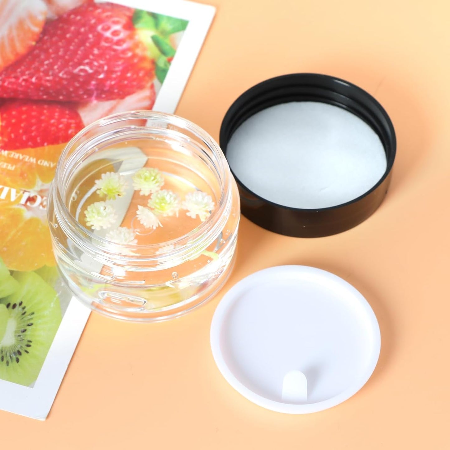 20 Pack 1oz Plastic Containers with Lids, Jars with Lids, Great for storing,lip balms, creams, ointments, cosmetics, samples