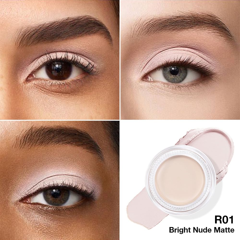 evpct Matte Bright Nude Single Cream Eye Shadow Palette Pot Makeup for Older Women, Highly Pigmented Monochrome Cream to Powder Eyeshadow Palette Matte Liquid eyeshadow, Natural Waterproof Blendable