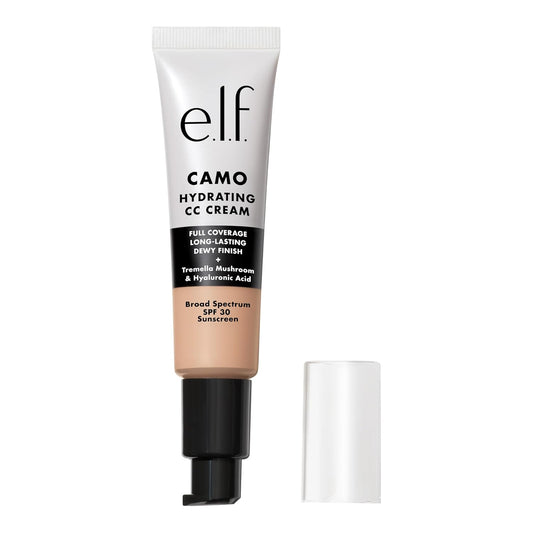 e.l.f. Hydrating Camo CC Cream, SPF 30, Color Correcting Full Coverage Foundation For A Dewy Finish, Vegan & Cruelty-Free, Light 205 N | alldaygood beauty