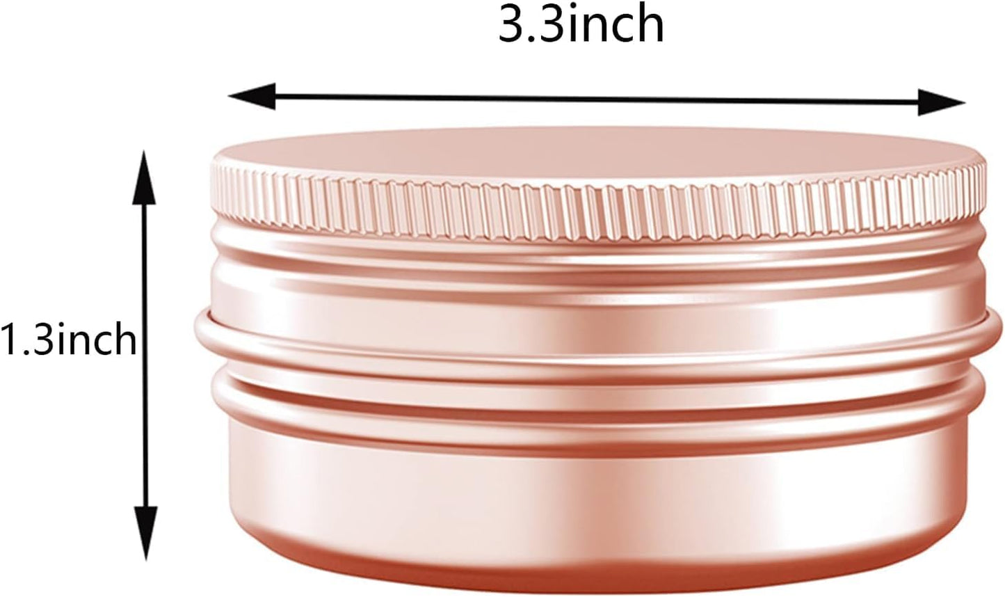 4 Ounce Aluminum Tin Jar with Screw Cap 120mL Tin Cans Refillable Containers for Cosmetic, Lip Balm, Cream, Lotion, Balms, Spices, Salve, Rose Gold 12 Pcs