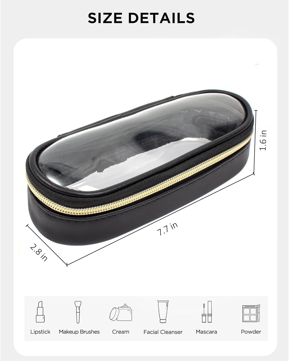 Clear Makeup Bag Small, TSA Approved Portable Toiletry Bag with Zipper Cosmetic Travel Bag Makeup Organizer Case Mini Makeup Pouch for Purse Car Organizer Bag for Women Men