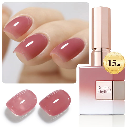 Double Rhythm Gel Polish Translucent Sheer Neutral Natural Light Milky Same Color Same Bottle 15ML Jelly Polish Art DIY at Home (Light Pink Purple-A1373) | alldaygood beauty