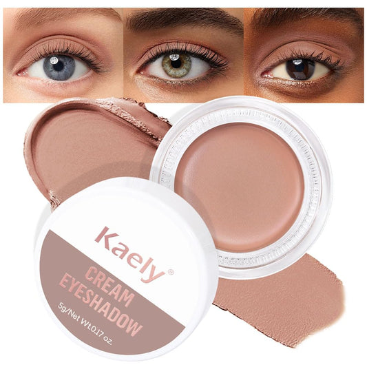 evpct Matte Nude Brown Single Cream Eye Shadow Palette Pot Makeup for Older Women, Highly Pigmented Monochrome Cream to Powder Eyeshadow Palette Matte Liquid eyeshadow, Natural Waterproof Blendable | alldaygood beauty