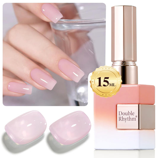 Double Rhythm Gel Polish Translucent Sheer Neutral Natural Light Milky Same Color Same Bottle 15ML Jelly Polish Art DIY at Home (Light Pink-A1381) | alldaygood beauty