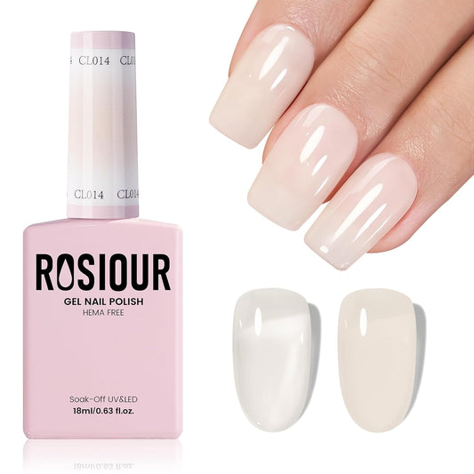 HEMA and TPO Free Milky White Gel Nail Polish - 18 ML Nude Sheer White Nail Polish Gel for Women Girls Gift, Long Lasting Jelly Clear Petal Cream Color Soak Off Cured for Home Nail Art Salon DIY | alldaygood beauty