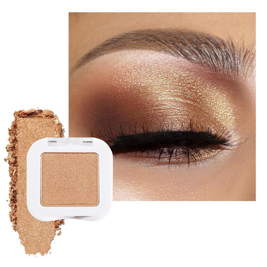 evpct Gold Single Eye Shadow Palette Makeup for Older Women, Gold Bronze Copper Brown Shimmer Glitter Sparkly Metallic Cream Eyeshadow Palette Brightener Makeup, High Pigment Monochrome Mini Eyeshadow | alldaygood beauty
