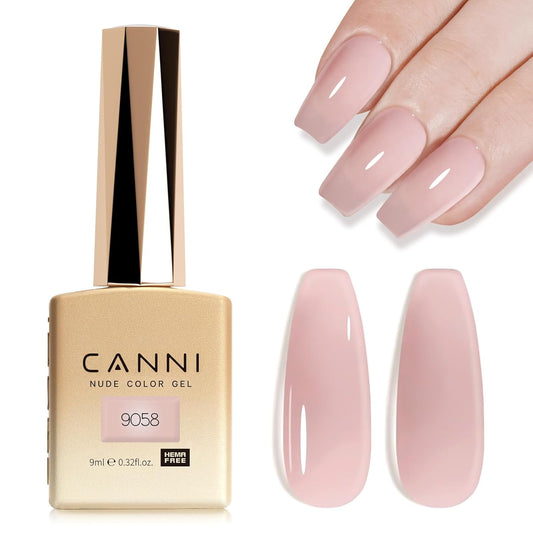 CANNI Nude Pink Jelly Gel Polish – 9ML Translucent Sheer Nude Soak-Off UV/LED Gel Nail Polish for DIY Manicure or Salon Use | alldaygood beauty