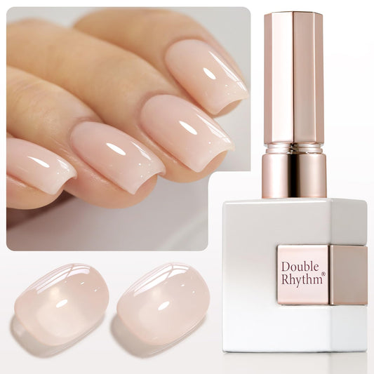 Double Rhythm 0.50 OZ Translucent Gel Polish Same Color Same Bottle Sheer Pastel Neutral Natural Milky 15 ML Jelly UV Nail Art DIY at Home (Beige Nude-A1511) | alldaygood beauty