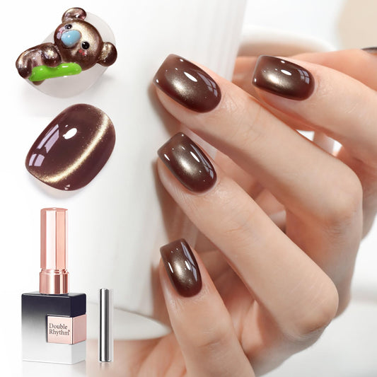 Double Rhythm 0.5 Oz Cat Eye Gel Polish with Magnet Same Color Same Bottle Holographic Glitter Shimmer Translucent Color Salon 15 ML Magnetic Nail Art (Dark Gray Purple-MC1280) | alldaygood beauty