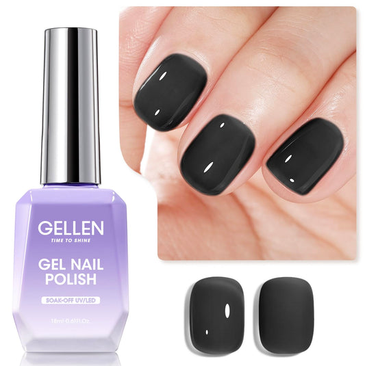 Gellen Black Gel Nail Polish 18ML 1Pc Sheer Classic Black Gel Polish Soak off UV Light Translucent Nail Polish Salon DIY Nail Art Manicure at Home Christmas Gifts, 0.61 Fl Oz | alldaygood beauty