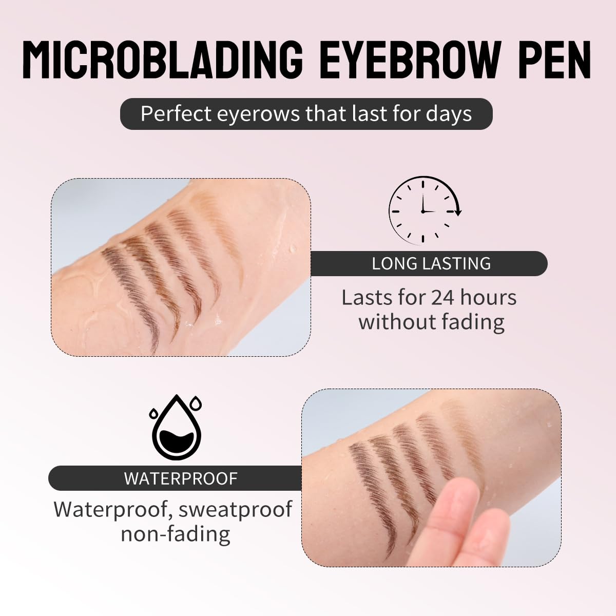 2 Pack Microblading Eyebrow Pencils for Women,2-in-1 Dual-Ended Eye Brow Pen with 2-Fork-Tip and Precise Brush-Tip, Waterproof Long Lasting Eyebrow Pen for Natural Hair-Like Brows(Brown*2)