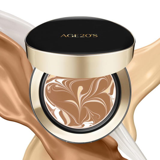 AGE20'S Signature Essence Pact SPF 50+ | Pack of 1 | 29W CARAMEL | Cream Foundation, Dewy Finish, Natural Coverage | Korean Cushion Foundation | alldaygood beauty